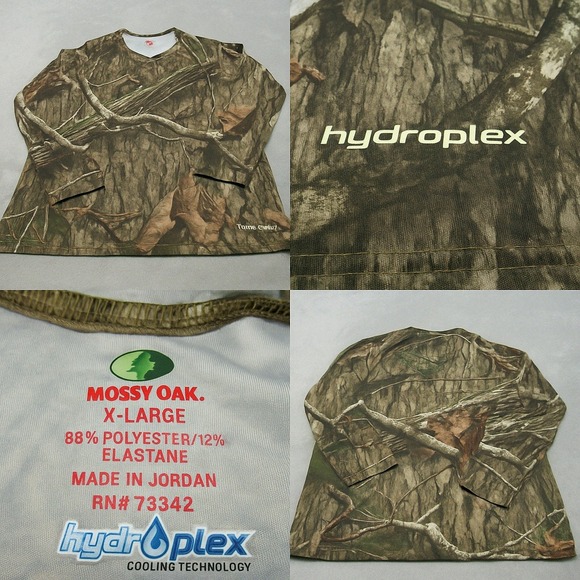 Mossy Oak‎ Shirt Mens XL Green Camo Hydroplex Long Sleeve Crew Neck Hunting - Picture 1 of 10